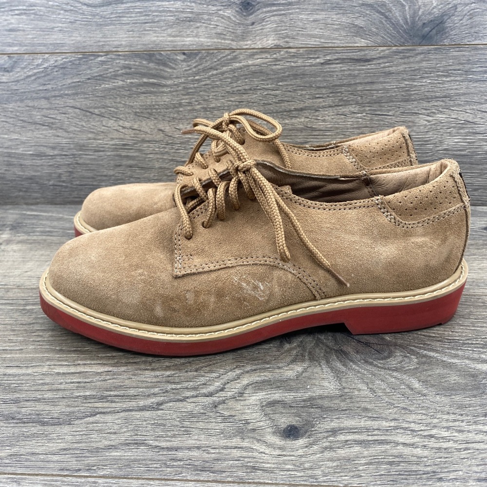 Boks by Reebok Suede Oxford Shoes Mens 7.5 Tan Red Hexalite Sole Lace Up Vintage